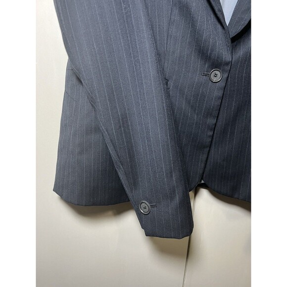 Ann Taylor Womens Blazer Size 6p Petite Dark Blue %80 Wool Single Button Jacket - Picture 5 of 12